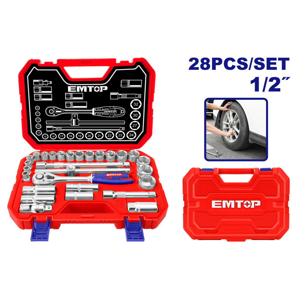 [ESKT12281] ESKT12281 Juego de dados mecánicos de 28 piezas autocle